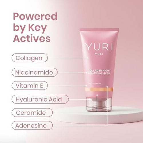 Official YURI Collagen Overnight Wrapping Peel off Face Mask, Overnight Collagen Face Mask Easy Peel off Facial Mask Skin Care Night Mask, Reduce Fine Lines Dullness, Anti-Aging Skin Car