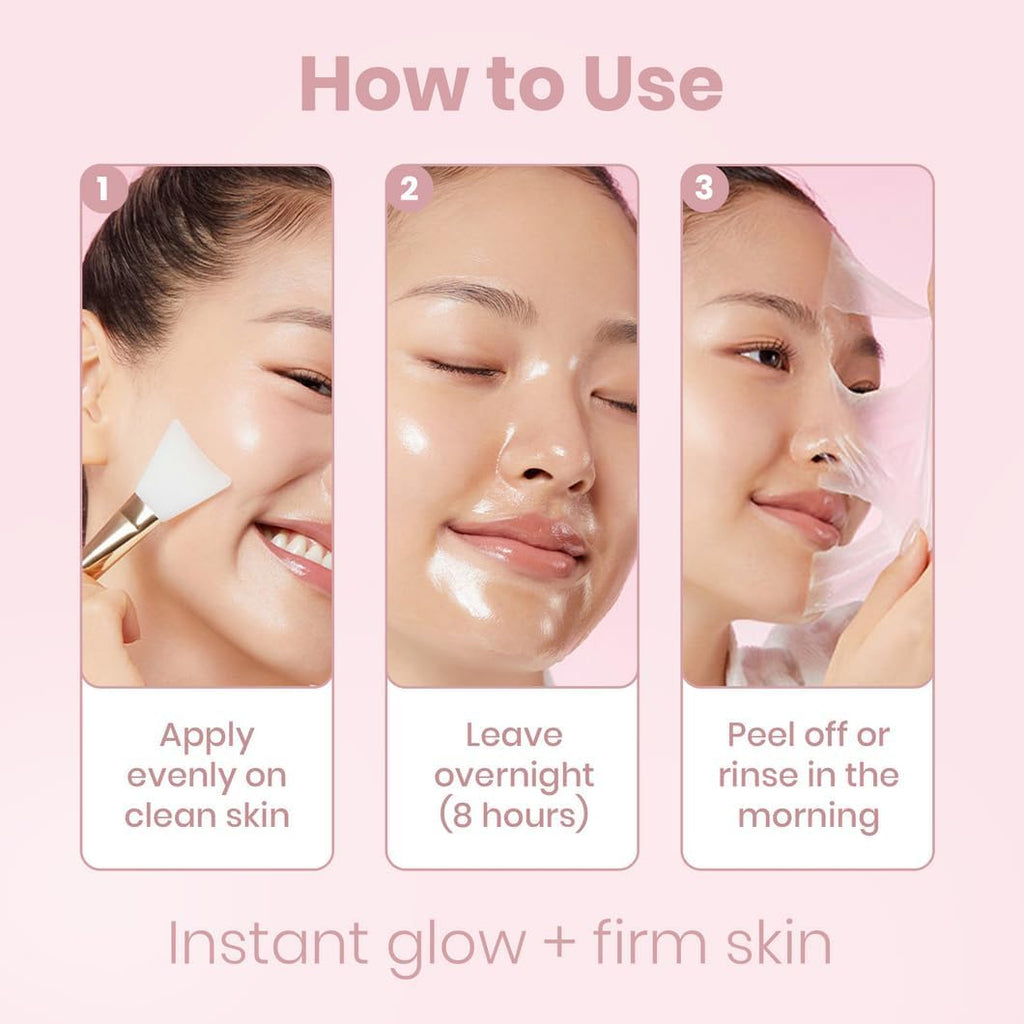 Official YURI Collagen Overnight Wrapping Peel off Face Mask, Overnight Collagen Face Mask Easy Peel off Facial Mask Skin Care Night Mask, Reduce Fine Lines Dullness, Anti-Aging Skin Car